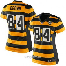 Womens Pittsburgh Steelers #84 Antonio Brown Game Gold Alternate Throwback Jersey Bestplayer